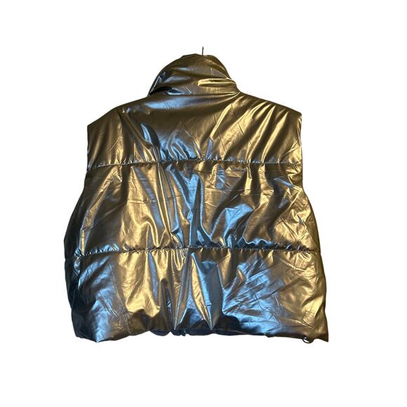 GUC Daisy Silver Puffer Cropped Puffer Jacket Warm Front Zipper Size 1X - Picture 2 of 6